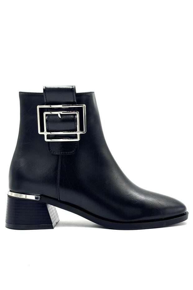 (Park Moda) Women's Boots with Side Buckle Detail Black