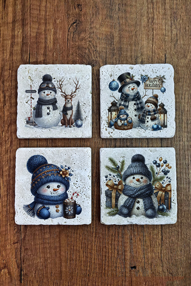 Natural Stone Coaster - Christmast New Year Printed 10X10Cm Ai Noel - Stone Coasters 550
