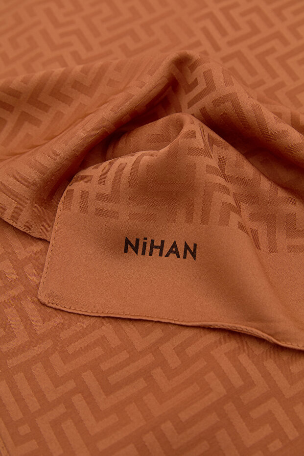 Monogram Desen Şal Kiremit - 4