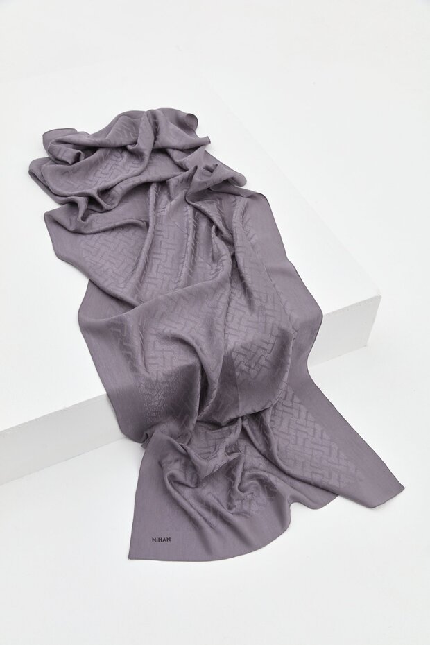 Jacquard Cotton Lyocell Shawl Anthracite