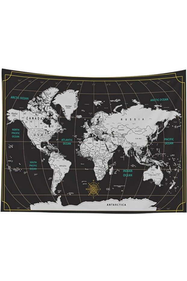 Capsceoll World Map Tapestry Wall Tapestry World Geographical Distribution Tapestry for Men 80X60 Inches