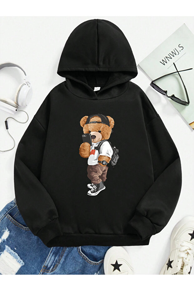 Ted Printed 100% Cotton Kangaroo Pocket Hooded Kids Sweatshirt