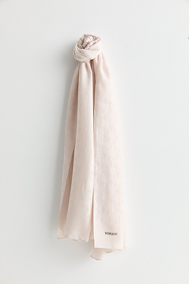 Patterned Lyocell Shawl Beige