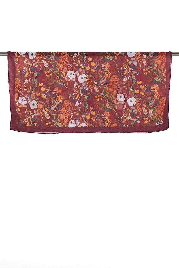 Desenli Soft Eşarp Bordo - 2