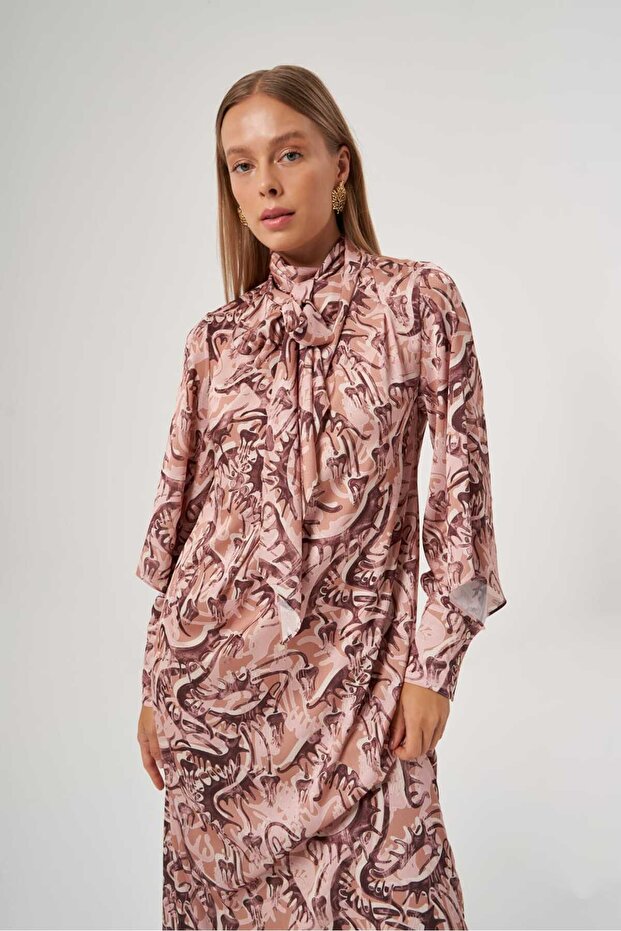 Fular Detaylı Elbise 2803 - 1