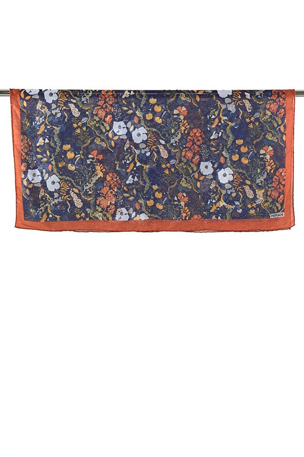 Desenli Soft Eşarp Kiremit - 2