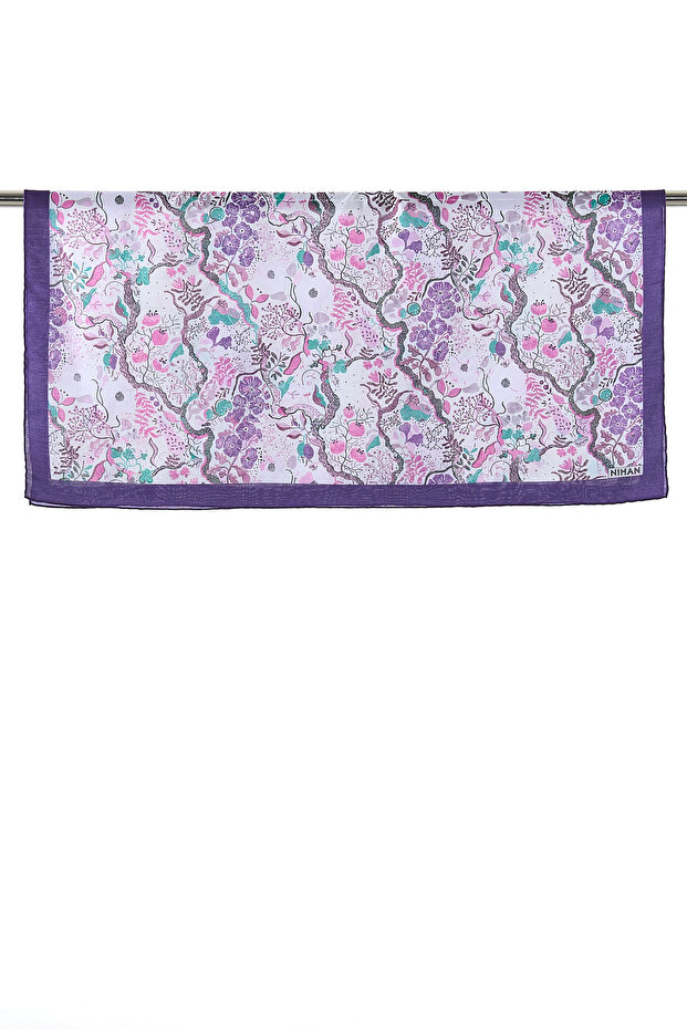 Desenli Soft Eşarp Mor - 2