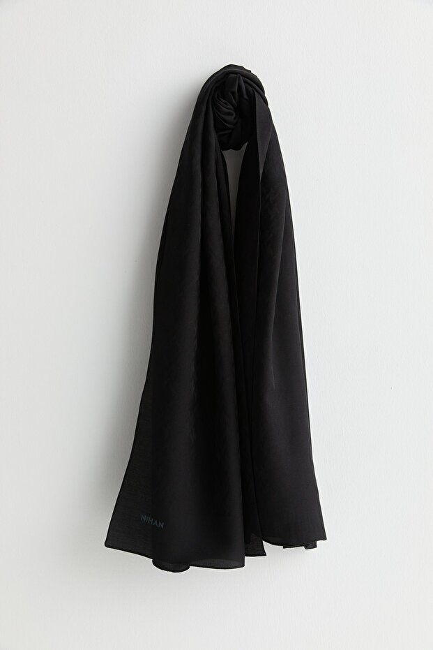 Patterned lyocell shawl black - 1