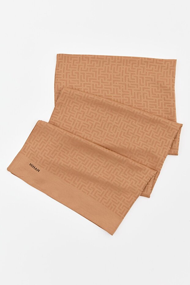 Monogram Desen Şal Camel - 1