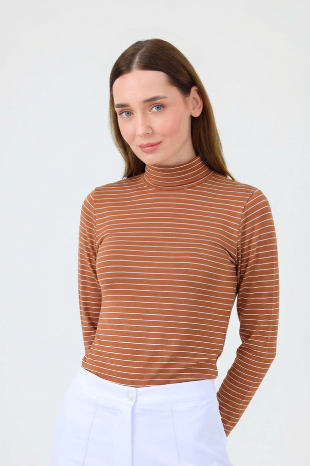 Fisherman Collar Striped Body Cinnamon