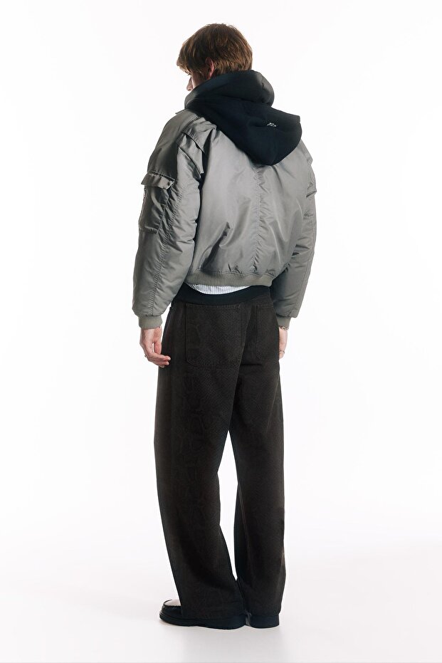 Yılan desenli geniş paça jean - 4