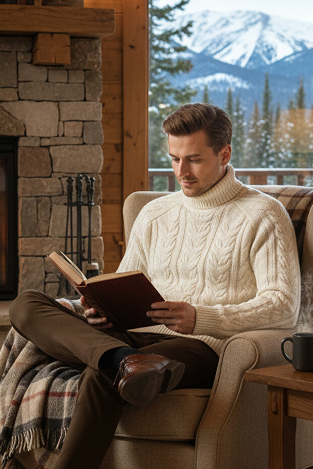 Erkek Balıkçı Yaka Kalın Kazak - 3