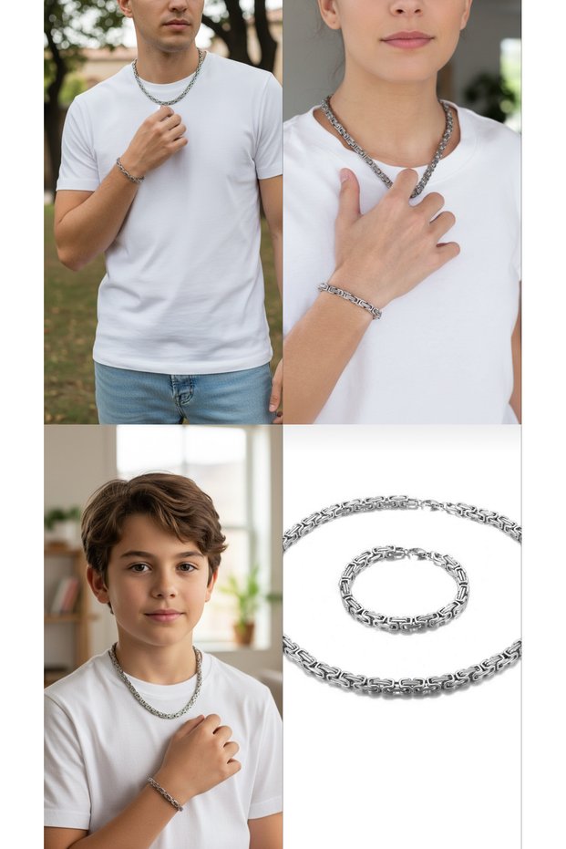 317 L Family Women, Men, Children Necklace Bracelet Set Non-Tarnish High-End Quality