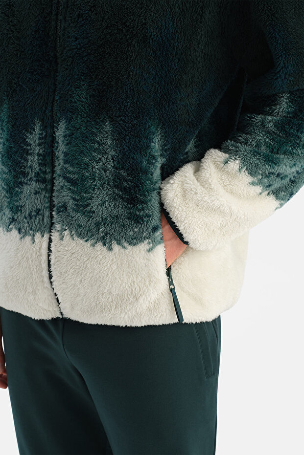 Multicolor Erkek Orman Baskılı Polar Sweatshirt - 7