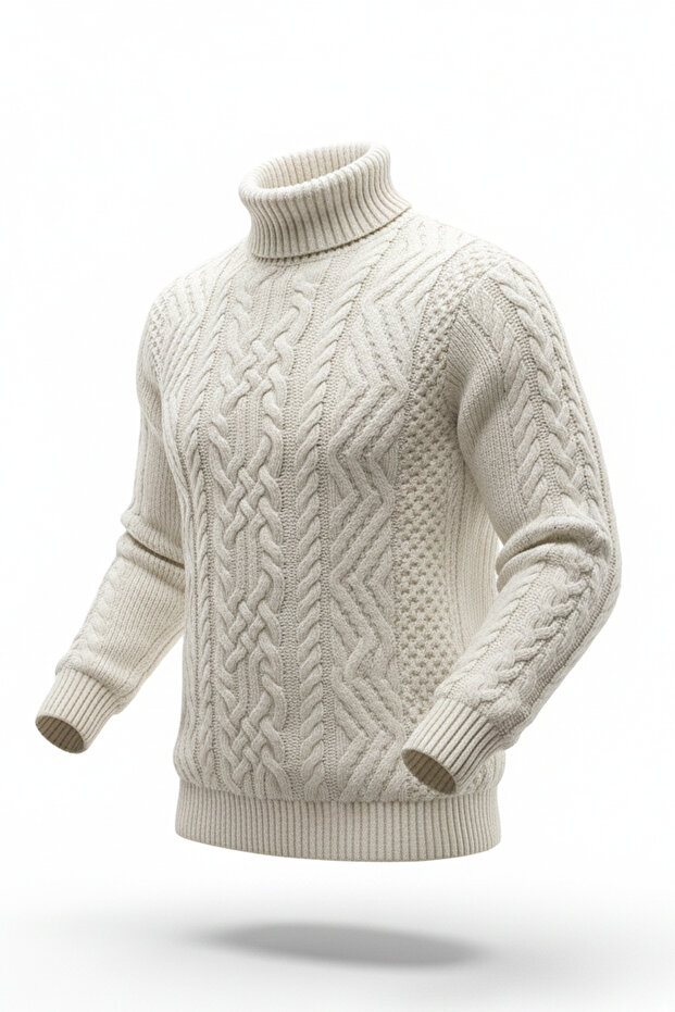 Erkek Balıkçı Yaka Kalın Kazak - 4