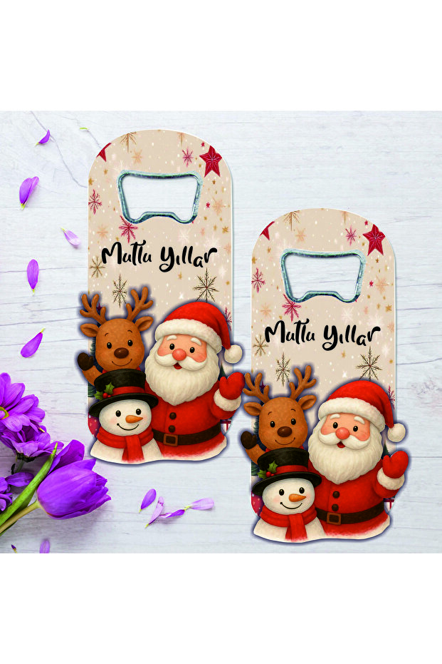 10 Wooden Embossed New Year's Concept Opener Magnets