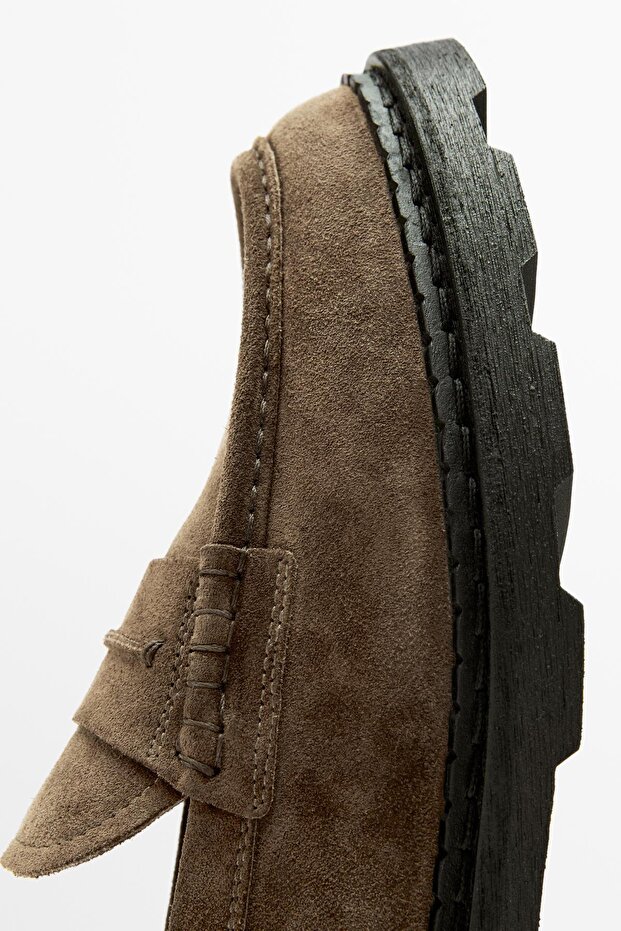 Deri maskeli tırtıklı taban mokasen - 5