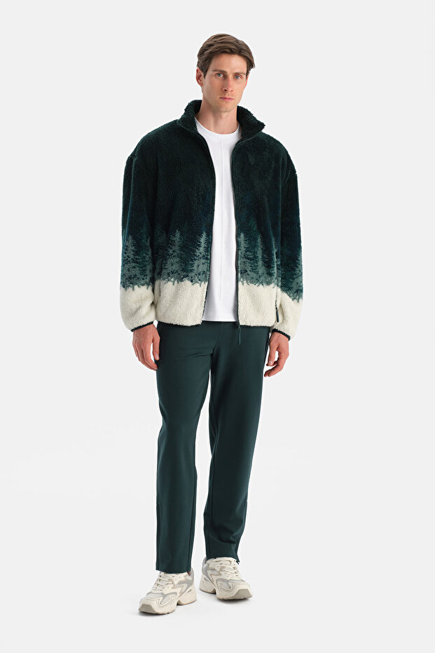 Multicolor Erkek Orman Baskılı Polar Sweatshirt - 5