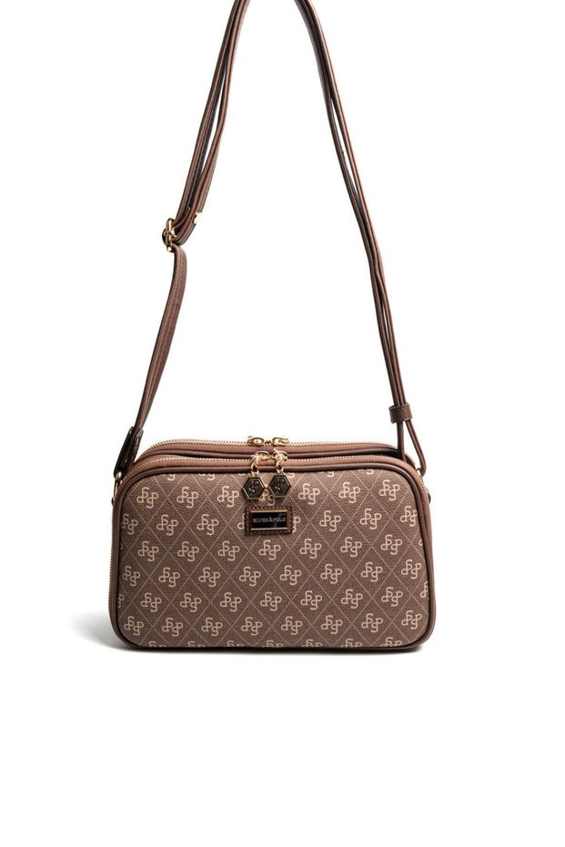 Coffee - Coffee Monogram Women's Crossbody Bag Sp899