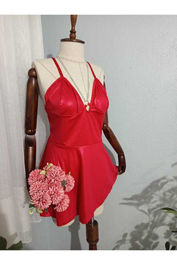 Suni Deri Mini Elbise - 2