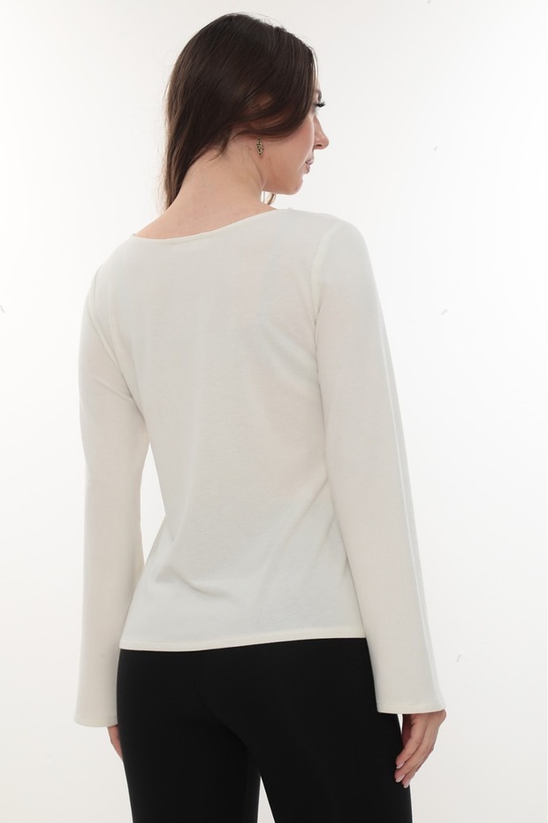 Kadın Basic Bisiklet Yaka Bluz - 4