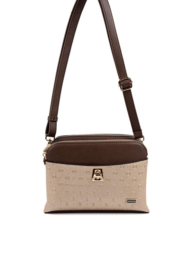 Nut - Brown Logo Women's Crossbody Bag Sp623