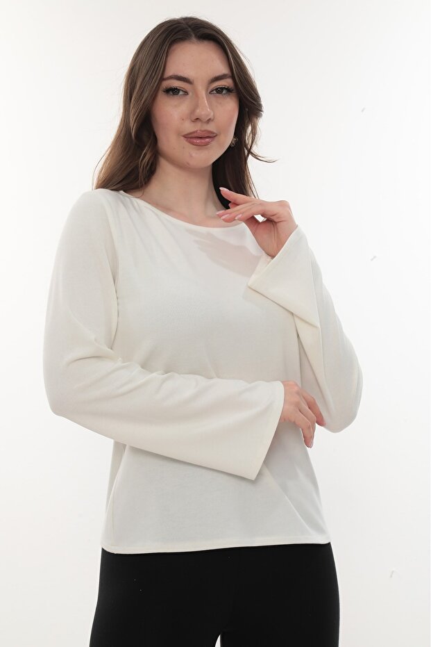 Kadın Basic Bisiklet Yaka Bluz - 3