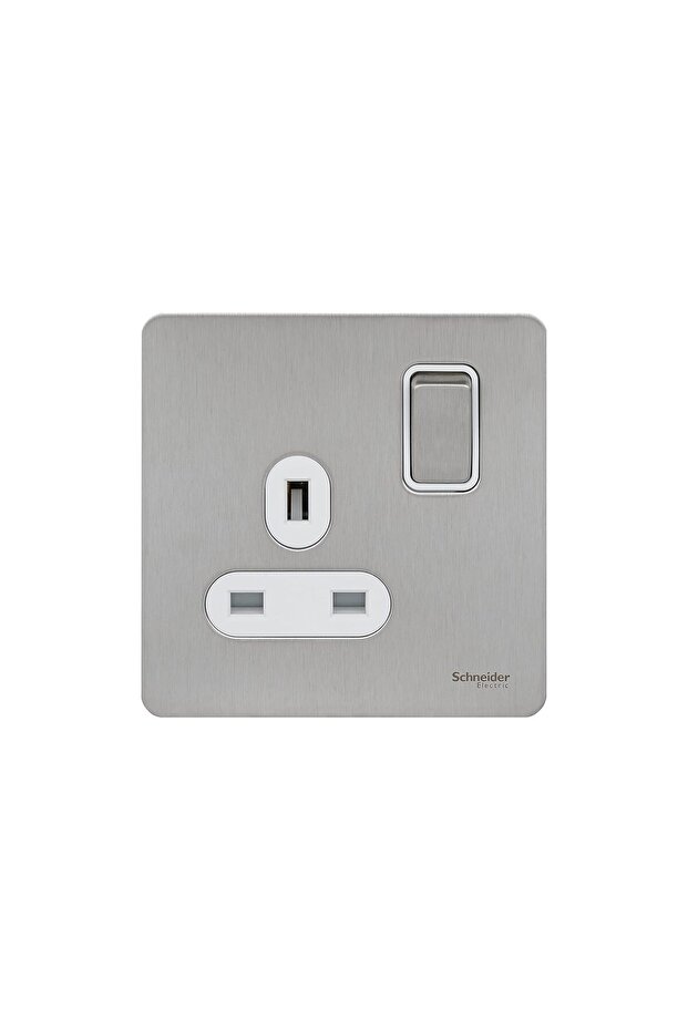 Ultimate 1-Gang Switched Socket Screwless Flat Plate - Stainless Steel