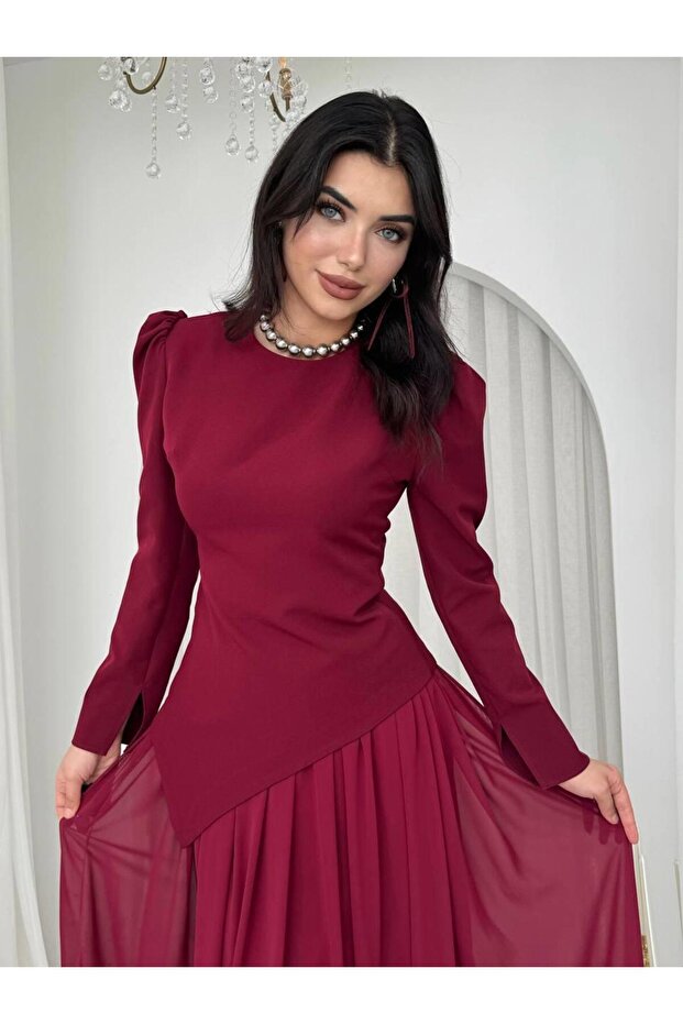 Elor Asimetrik Drapeli Elbise - 1