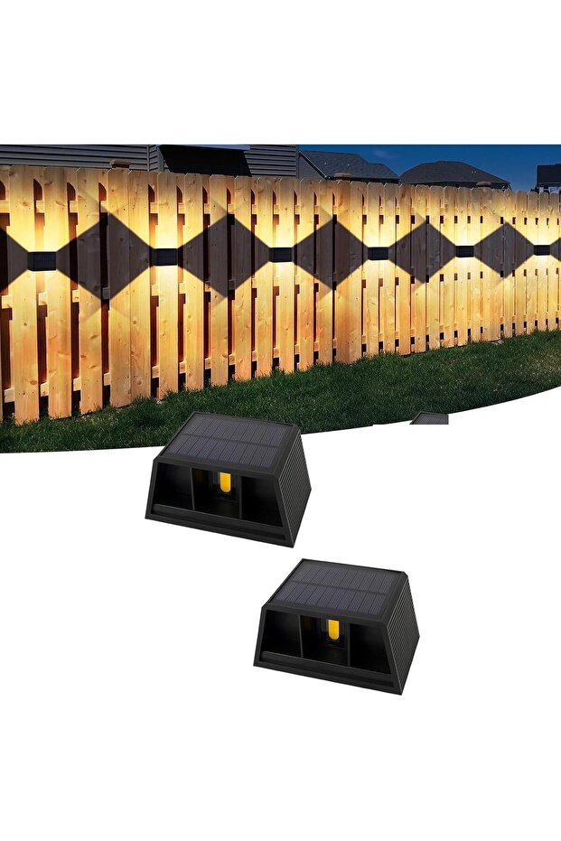 2Pcs Solar Wall Light IP65 Up-and-Down Outdoor Solar Rechargeable Panel Lamp (Multicolor)