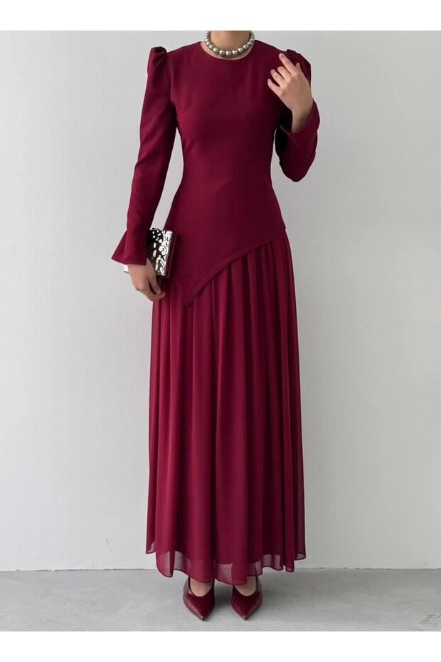 Elor Asimetrik Drapeli Elbise - 3