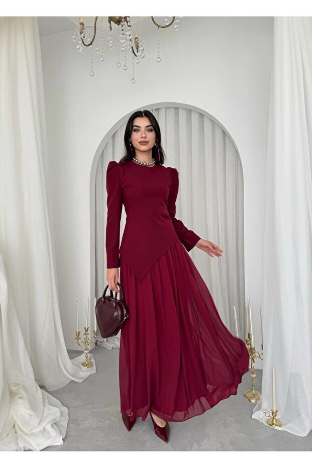 Elor Asimetrik Drapeli Elbise - 7