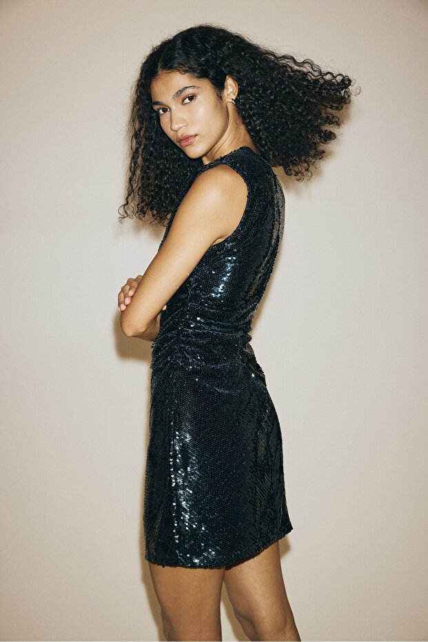 Pullu Mini Elbise - 5