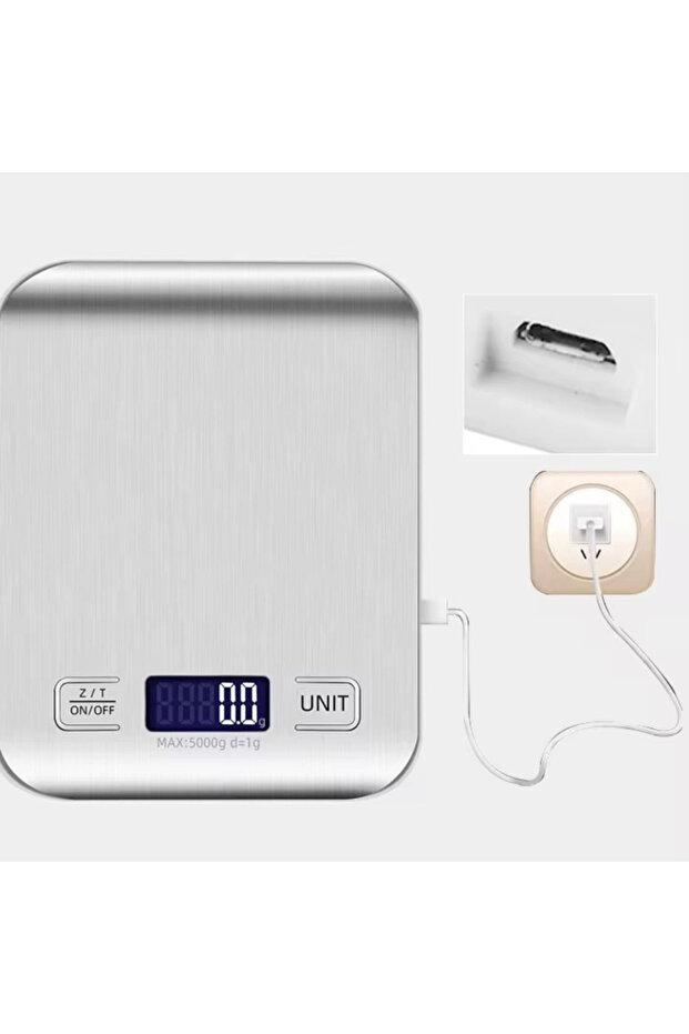 Digital Kitchen Scale 5 kg – LCD Display, TARE Function, Multiple Units, AAA Batteries - 5