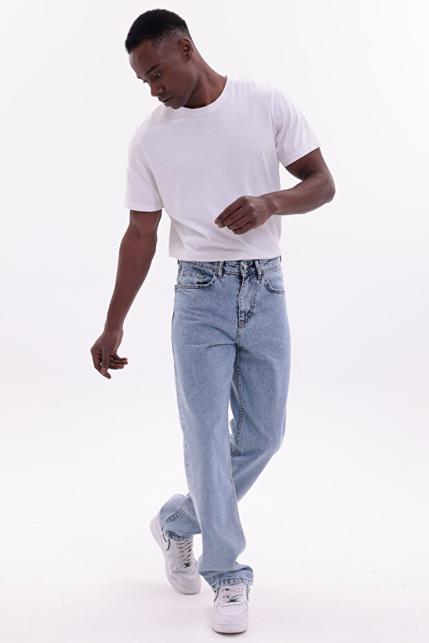 Men's Ice Blue Baggy Loose Fit Jeans