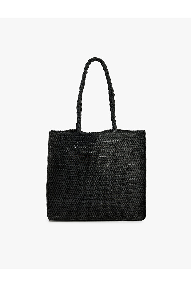 Knitted Straw Tote Bag with Handle