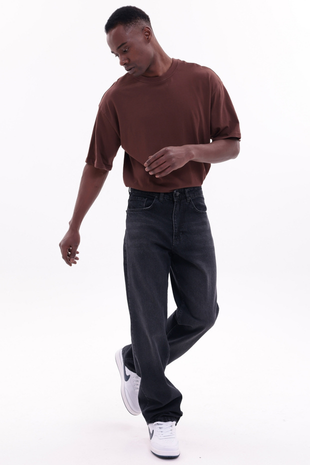 Men's Washable Black Baggy Loose Fit Jeans
