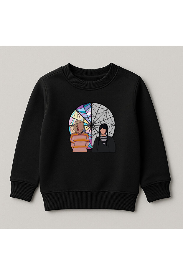 Wednesday Printed Crew Neck 100% Cotton Kids Sweatshirt