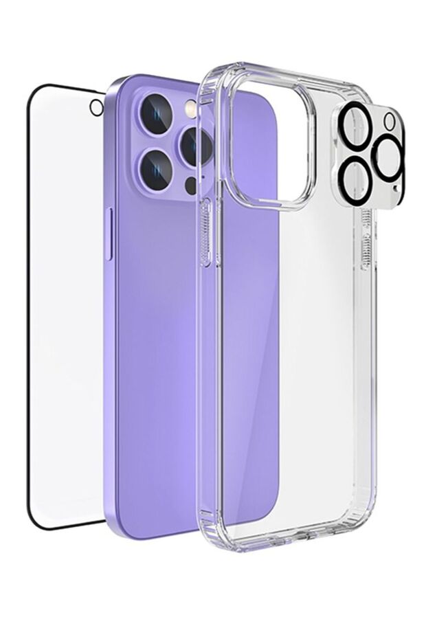 مجموعة حماية iPhone 12 Pro - واقي شاشة نانو، جراب شفاف مقاوم للصدمات، واقي لعدسة الكاميرا