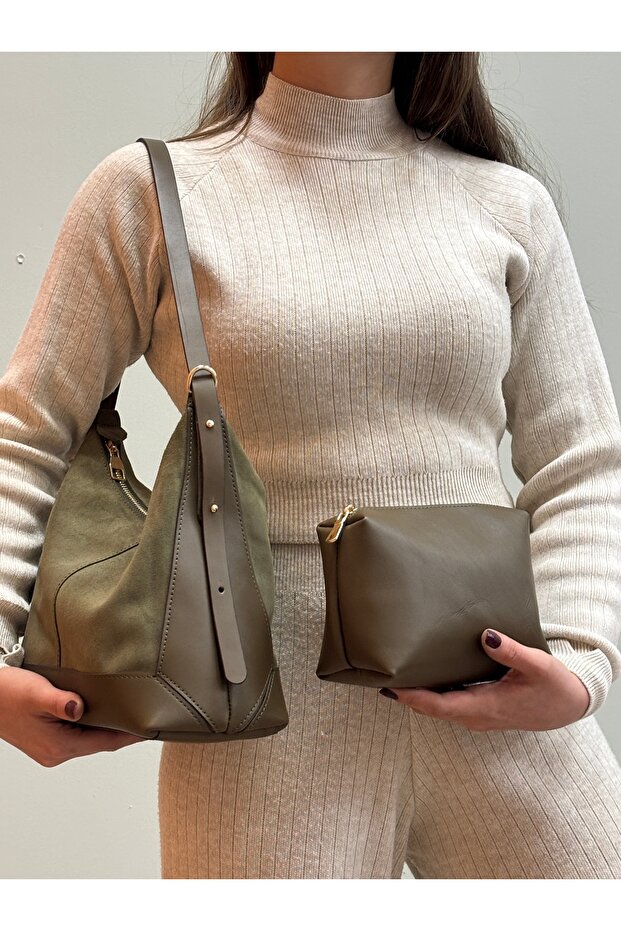 Moka 100% Genuine Leather Stylish Detailed Shoulder Bag