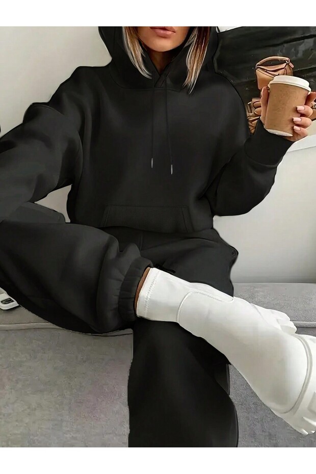Hooded Rubber Leggings Tracksuit Set