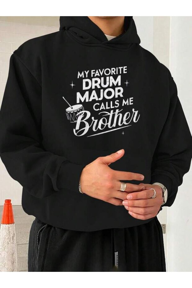 Drum Themed Written Printed Unisex Oversized Hoodie