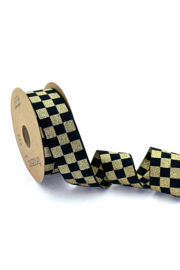 Glitter Checkered Ribbon (3 cm X 1 Mt), Ribbon, New Year, Checkered, Door Ornament
