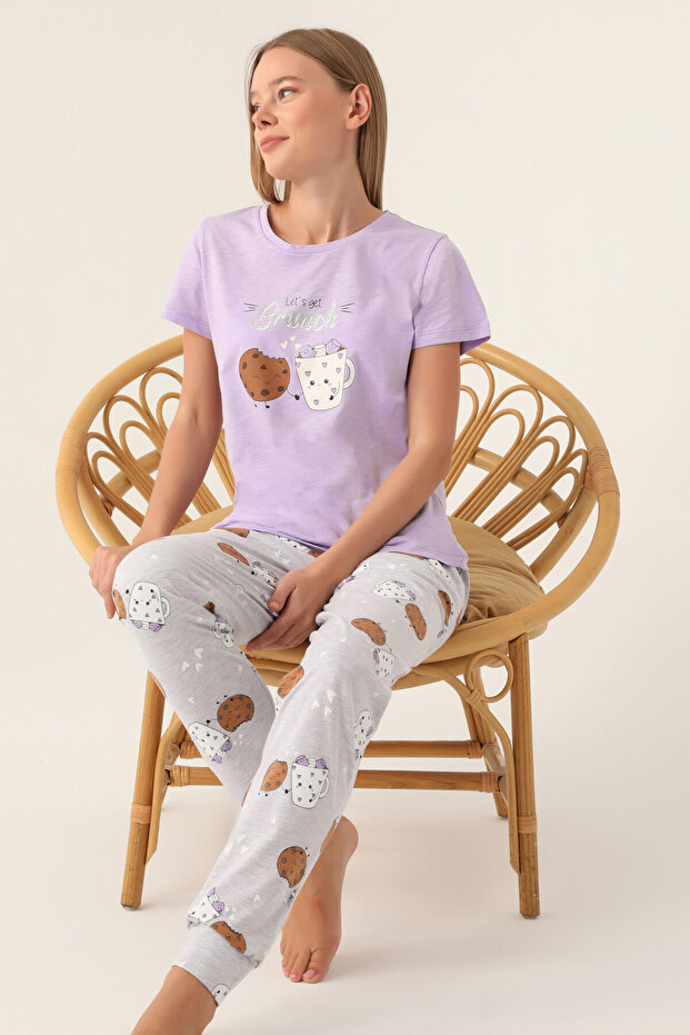 Kadın Mor Pijama Takımı - 3