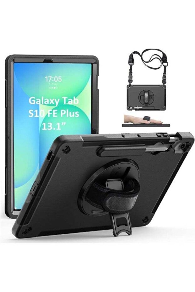 Case for Galaxy Tab S10FE+ 13.1-inch - Rugged 360° Kickstand, S-Pen Holder, Hand/Shoulder St