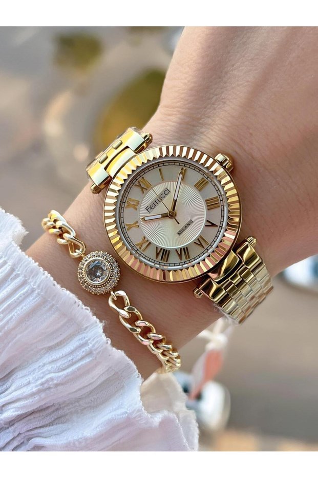 Roman Numeral Steel Cord 2 Years Warranty 3 Atm Women Wristwatch+Bracelet Fy.03477.4