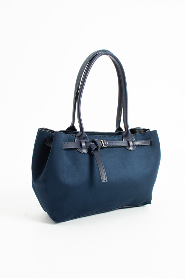Meghan Model Suede Navy Blue Women's Hand and Shoulder Bag