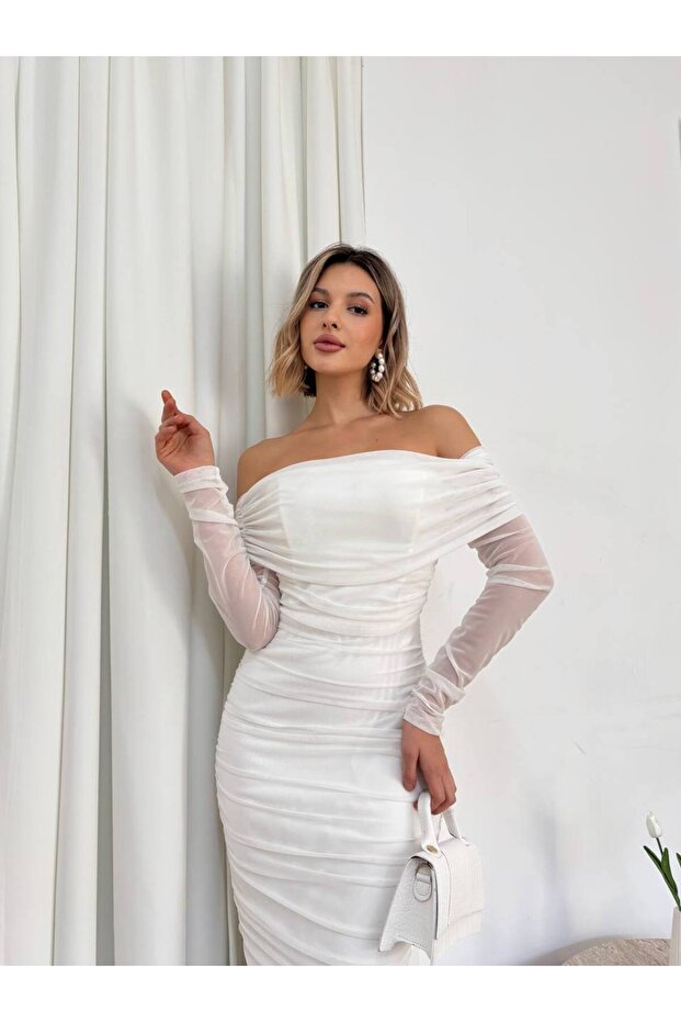 Kadın madonna yaka elbise - 2