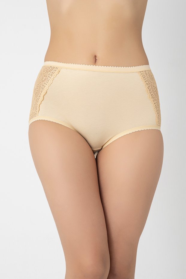 Pack of 3 Skin-Colored Lace Detailed High-Waisted Bato Slip Panties