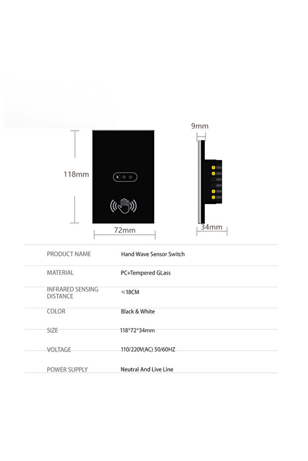 Touchless Switch with Infrared Sensor, No Touch Black - 4